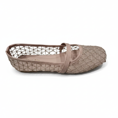 Nude Mesh Lattice Ballet Flats