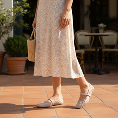 Nude Mesh Lattice Ballet Flats