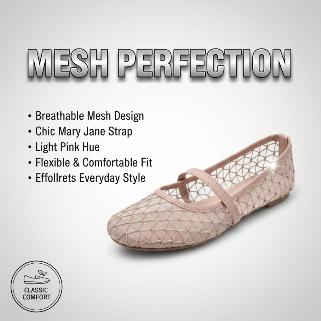Nude Mesh Lattice Ballet Flats