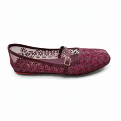 Espresso Floral Lace Mesh Flats