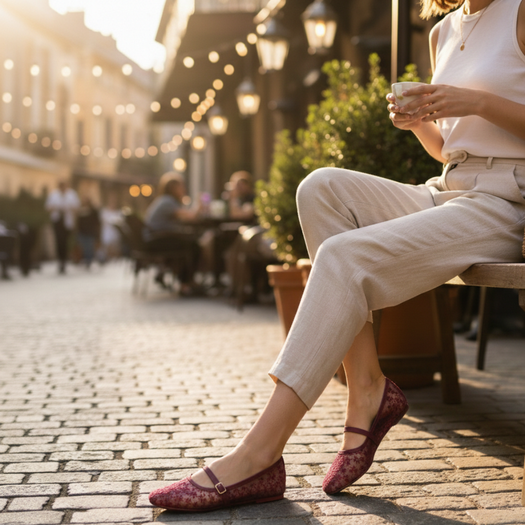 Espresso Floral Lace Mesh Flats