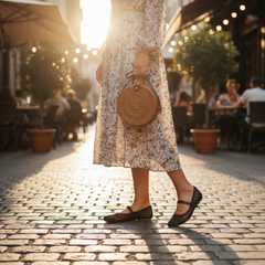 Black Geometric Mesh Ballet Flats