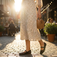 Black Geometric Mesh Ballet Flats