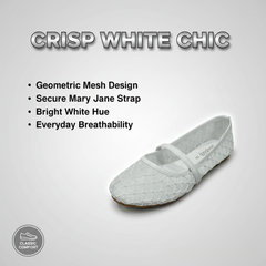 White Mesh Mary Jane Flats