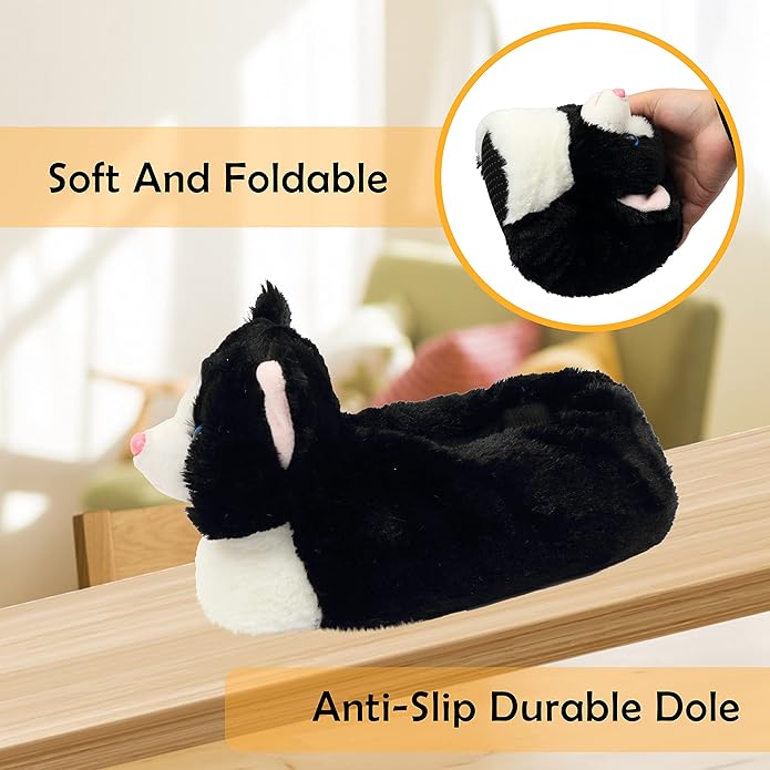 Jerzmy Cute Animal Women House Slippers, Comfy Memory Foam Cloudy Soft Slippers Plush Home Shoes for Bedroom Living Room Indoor