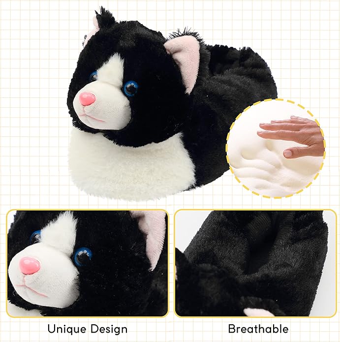 Jerzmy Cute Animal Women House Slippers, Comfy Memory Foam Cloudy Soft Slippers Plush Home Shoes for Bedroom Living Room Indoor