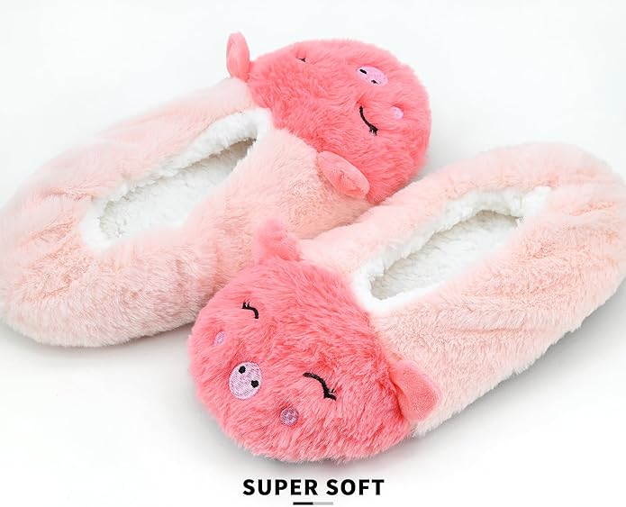 Panda Bros Womens Animal Thick & Warm Slipper Socks With Non Slip Grippers On Bottoms, Character House Shoes, Novelty Slippers for Ladies