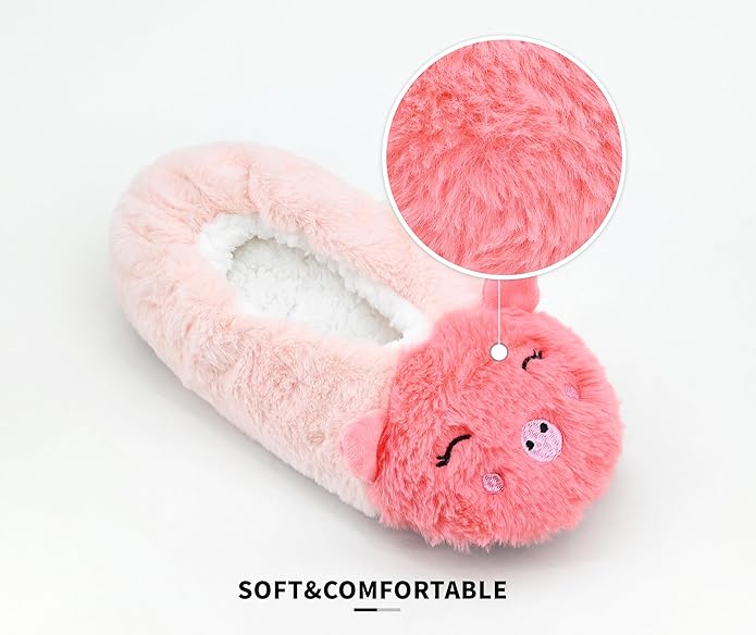 Panda Bros Womens Animal Thick & Warm Slipper Socks With Non Slip Grippers On Bottoms, Character House Shoes, Novelty Slippers for Ladies