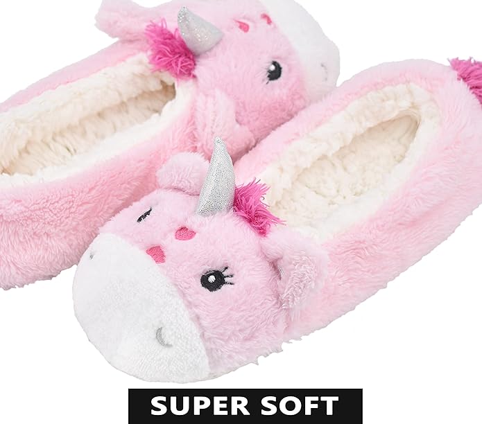 Cute Animal Unicorn Slippers | Rainbow Moose Elf Plush Home Slides | Fluffy Girls Gift Shoes