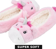 Cute Animal Unicorn Slippers | Rainbow Moose Elf Plush Home Slides | Fluffy Girls Gift Shoes