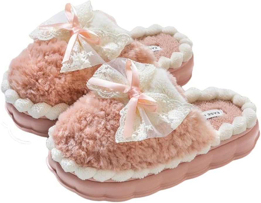 Cute Butterfly Fuzzy Women's Slippers Winter Fluffy Open Toe House Slippers Slip On Plush Bedroom Shoes Indoor Outdoor