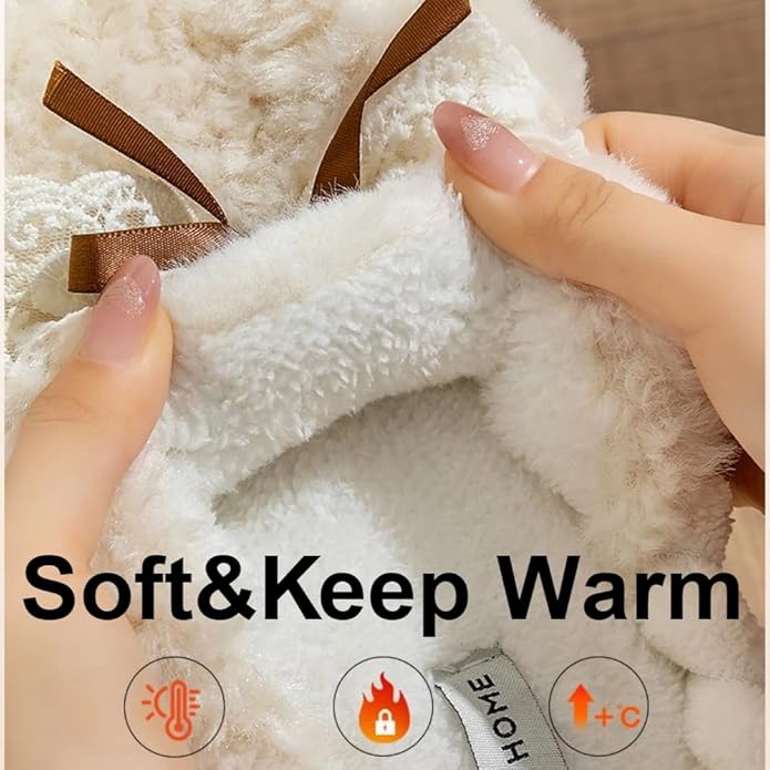 Cute Butterfly Fuzzy Women's Slippers Winter Fluffy Open Toe House Slippers Slip On Plush Bedroom Shoes Indoor Outdoor