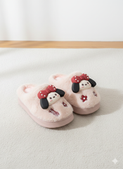 Hello Puppy Cozy Slippers 3D Bow Puppy Plush Slippers | Cute Winter Indoor Shoes
