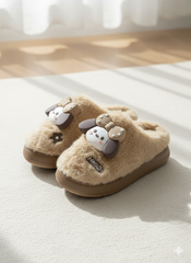 Hello Puppy Cozy Slippers 3D Bow Puppy Plush Slippers | Cute Winter Indoor Shoes