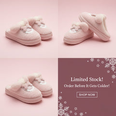 Fuzzy Bow Charm Slippers  Soft Plush Winter Indoor Shoes