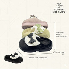 Luxe Lace Bow Plush Slippers  Cozy Winter Indoor Footwear