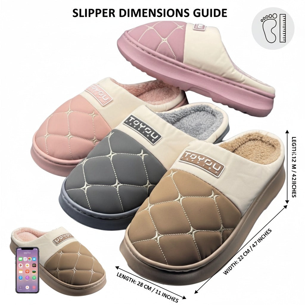 Nordic Quilt Comfort Slippers  Warm Winter Padded Indoor Shoes