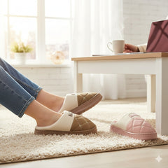 Nordic Quilt Comfort Slippers  Warm Winter Padded Indoor Shoes