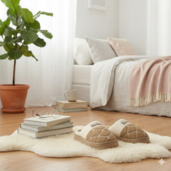 Nordic Quilt Comfort Slippers  Warm Winter Padded Indoor Shoes