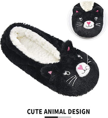 Panda Bros Slipper Socks With Non-Slip Grippers, Cute Fuzzy Warm Cat Animal House Slippers