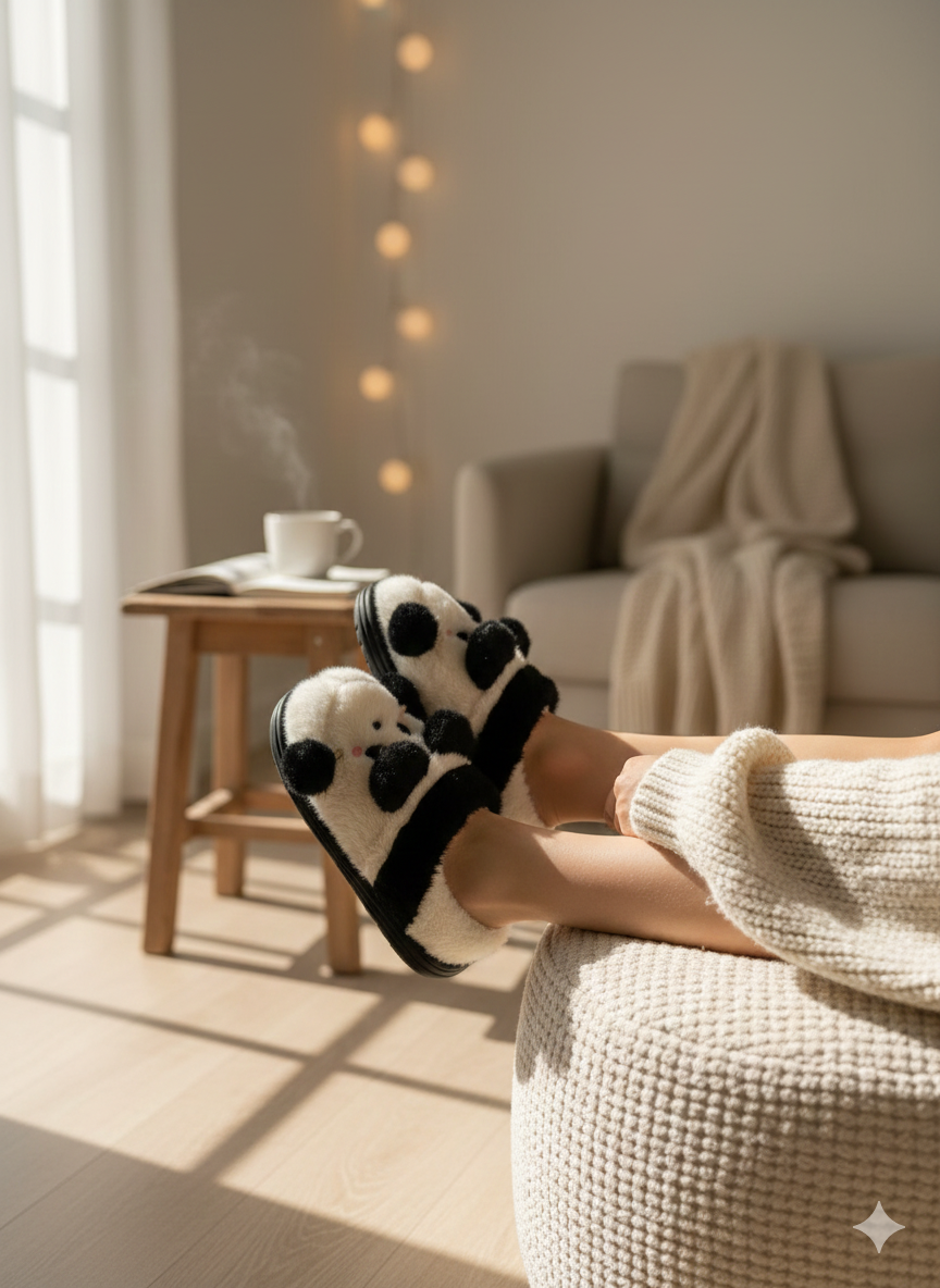 Plush Puppy Character Slippers | Warm Winter Indoor Shoes | 3D Puppy Face Cozy Slippers