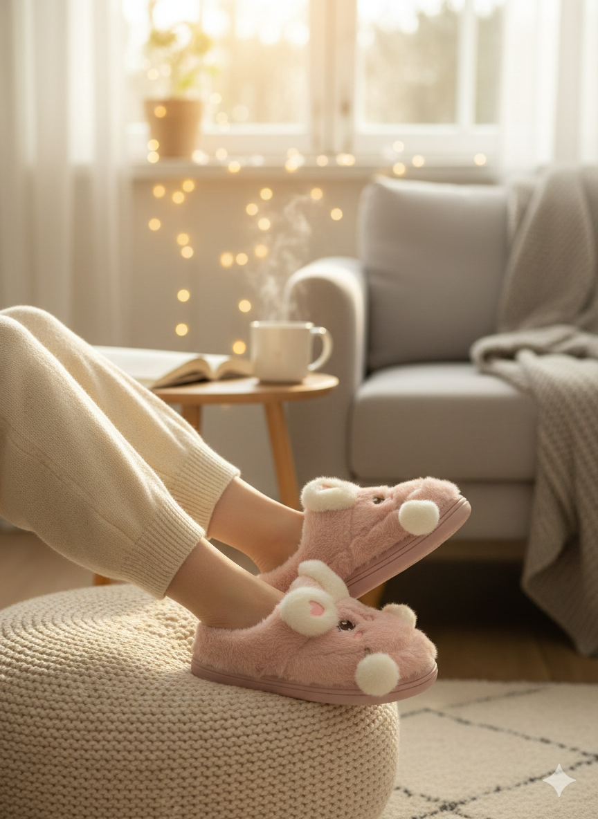 Plush Puppy Character Slippers | Warm Winter Indoor Shoes | 3D Puppy Face Cozy Slippers