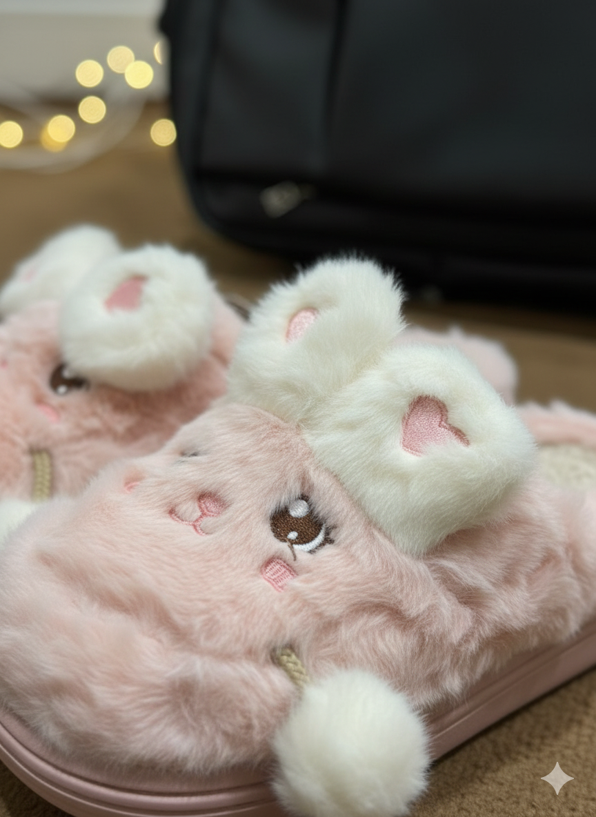 Plush Puppy Character Slippers | Warm Winter Indoor Shoes | 3D Puppy Face Cozy Slippers