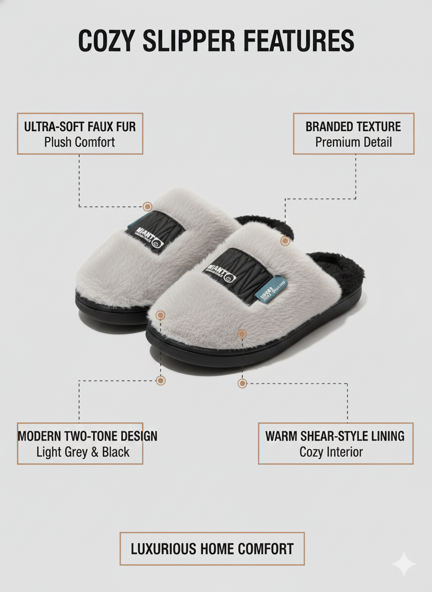 Soft Faux Furry Indoor Wear - Urban Plush Comfort Slippers