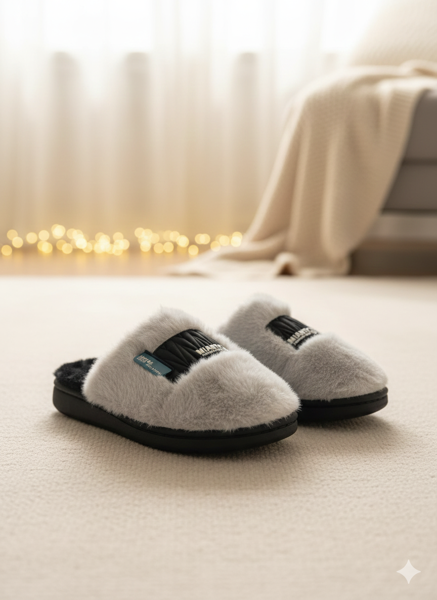 Soft Faux Furry Indoor Wear - Urban Plush Comfort Slippers