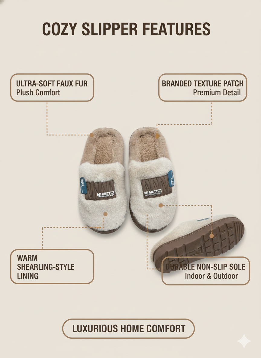 Soft Faux Furry Indoor Wear - Urban Plush Comfort Slippers