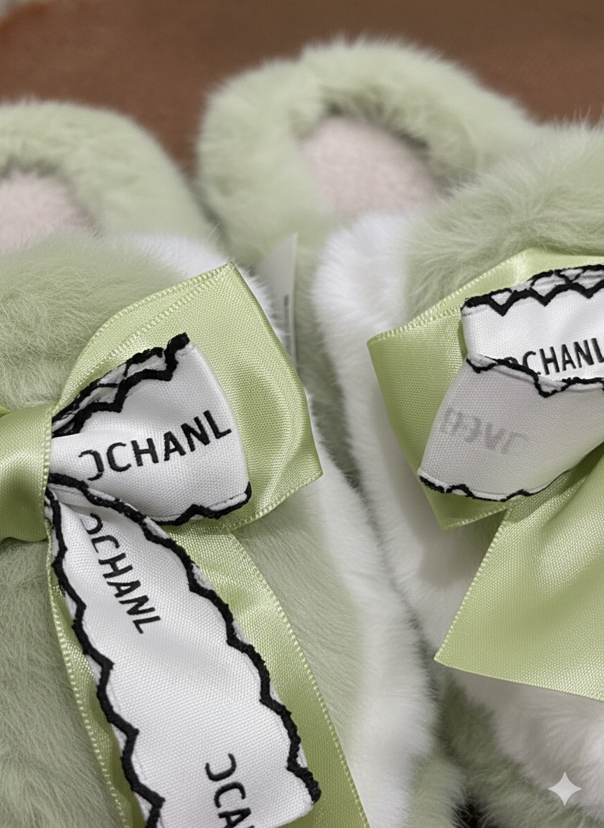 Sweet Bow Furry Slippers | Ultra-Soft Home Comfort | Warm Indoor Plush Slides