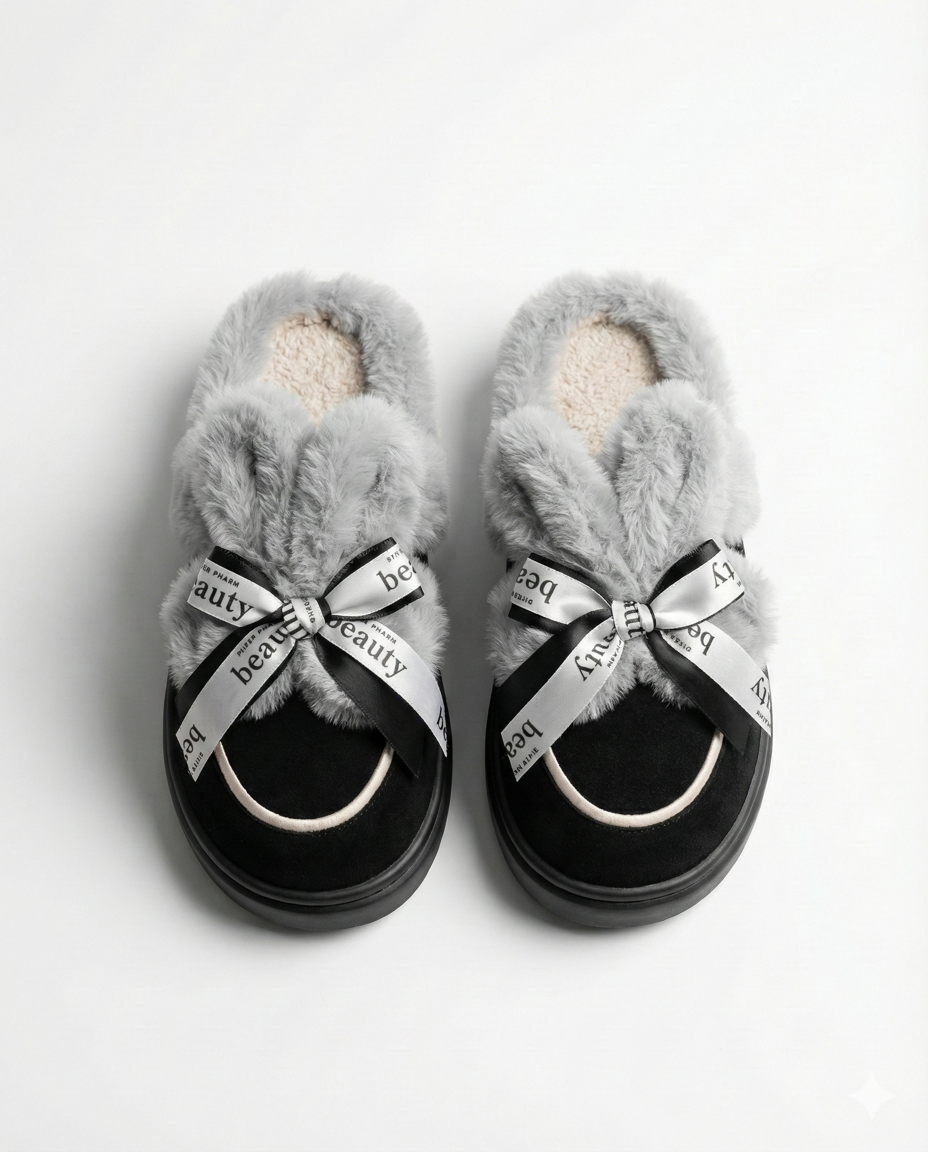 Sweet Bow Furry Slippers | Ultra-Soft Home Comfort | Warm Indoor Plush Slides