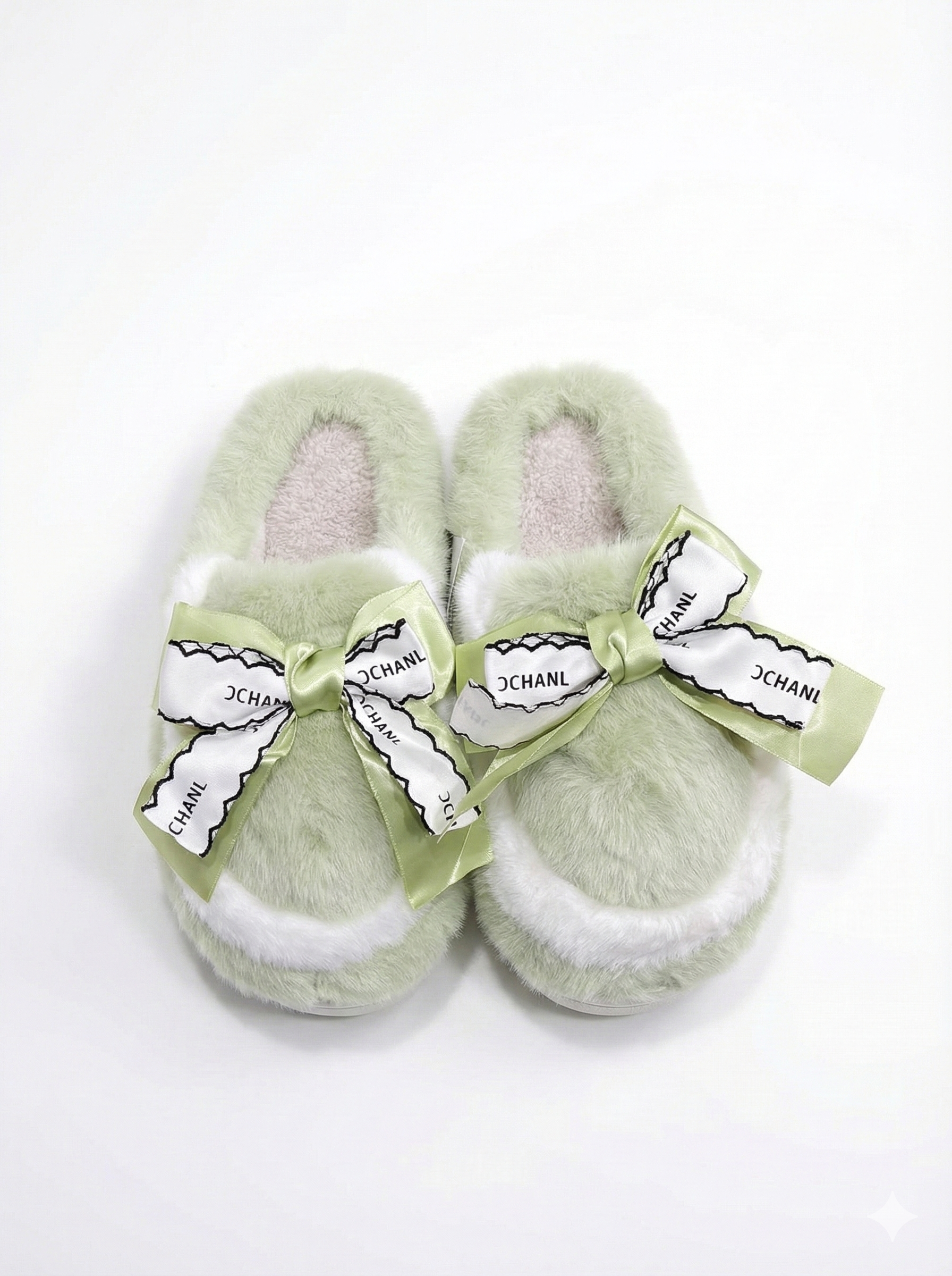 Sweet Bow Furry Slippers | Ultra-Soft Home Comfort | Warm Indoor Plush Slides