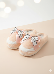 Sweet Bow Furry Slippers | Ultra-Soft Home Comfort | Warm Indoor Plush Slides