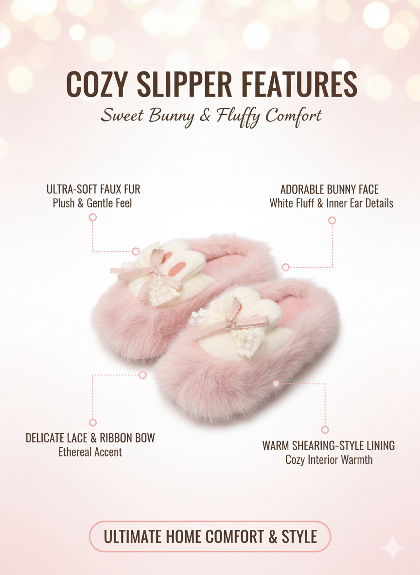 Sweet Fluffy Petal Plush Slippers | Warm Cozy Faux Fur Pastel Home Indoor Shoes