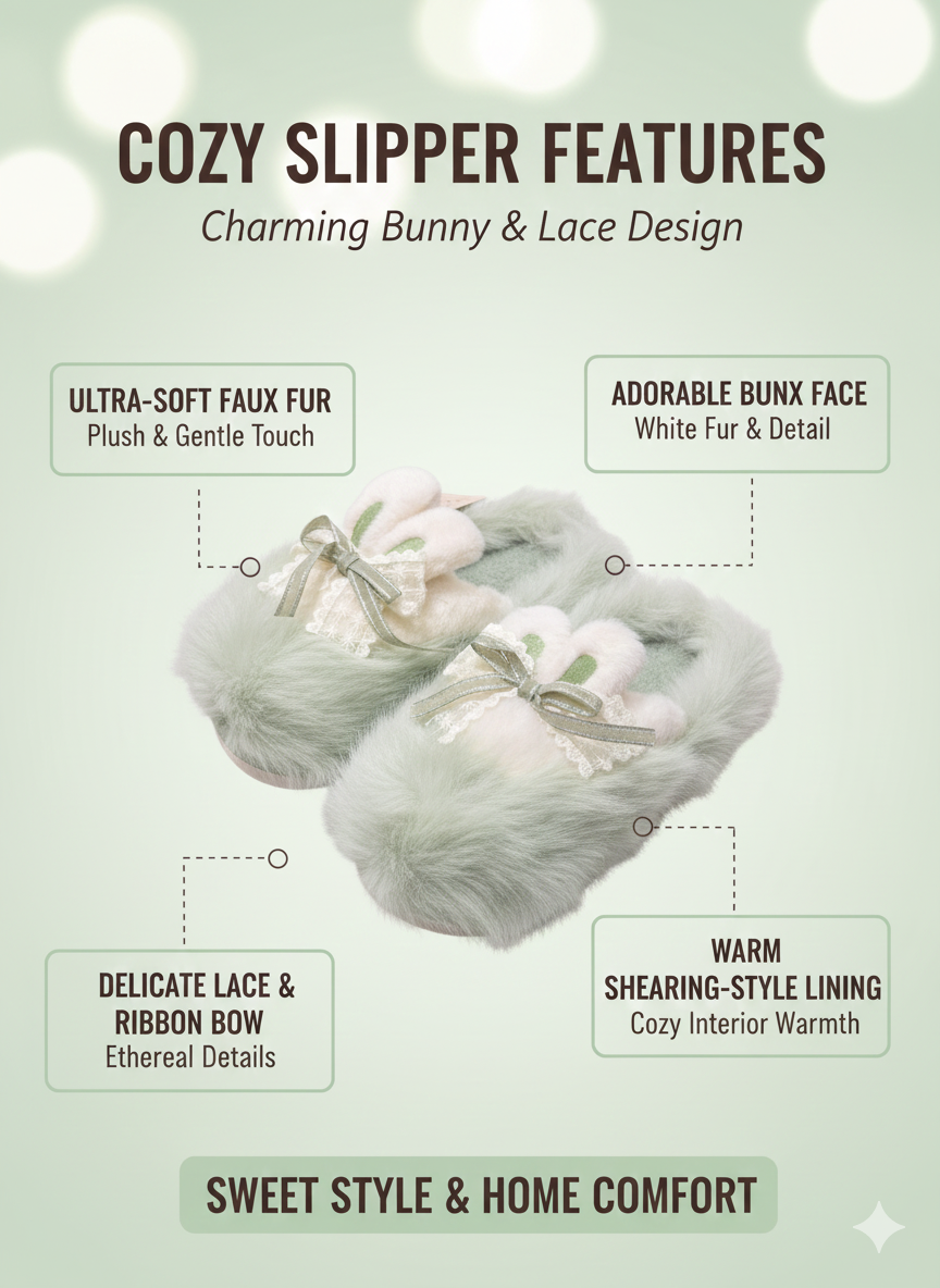 Sweet Fluffy Petal Plush Slippers | Warm Cozy Faux Fur Pastel Home Indoor Shoes