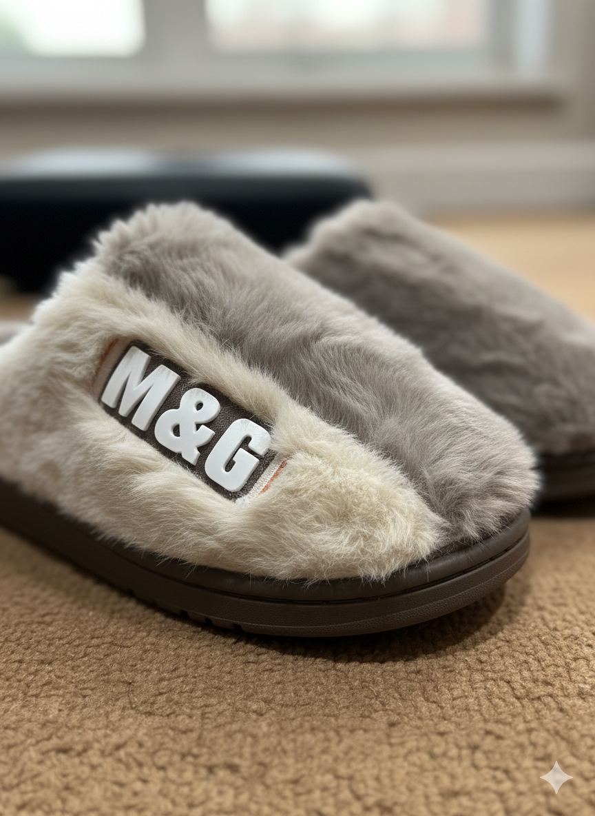 Two-Tone Cozy Soft Faux Fur Indoor Plush Slippers | Modern Black & White Comfort Slippers