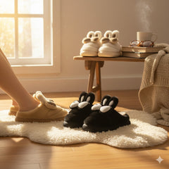 Ultra-Plush Bunny Ear Slippers with Cozy Fleece Lining & Anti-Slip Sole